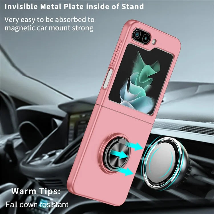 For Samsung Galaxy Z Flip5 5G Hard PC Phone Case Ring Kickstand Cover Support Magnetic Car Mount