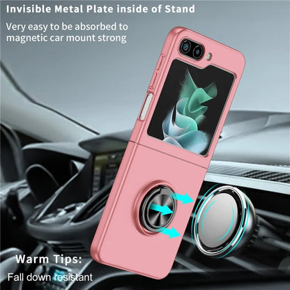 For Samsung Galaxy Z Flip5 5G Hard PC Phone Case Ring Kickstand Cover Support Magnetic Car Mount
