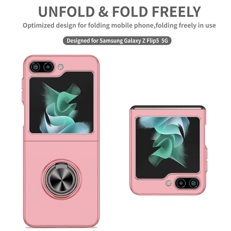 For Samsung Galaxy Z Flip5 5G Hard PC Phone Case Ring Kickstand Cover Support Magnetic Car Mount