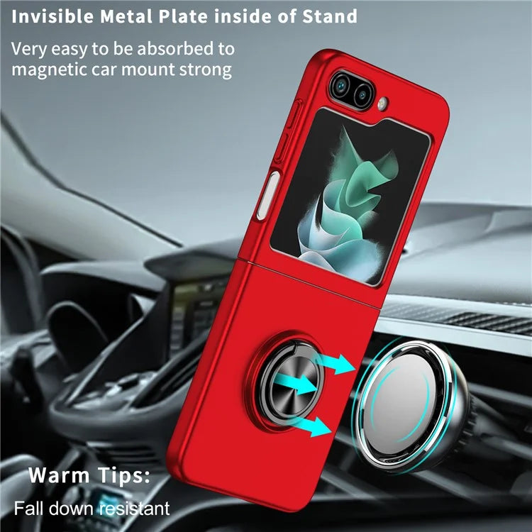For Samsung Galaxy Z Flip5 5G Hard PC Phone Case Ring Kickstand Cover Support Magnetic Car Mount
