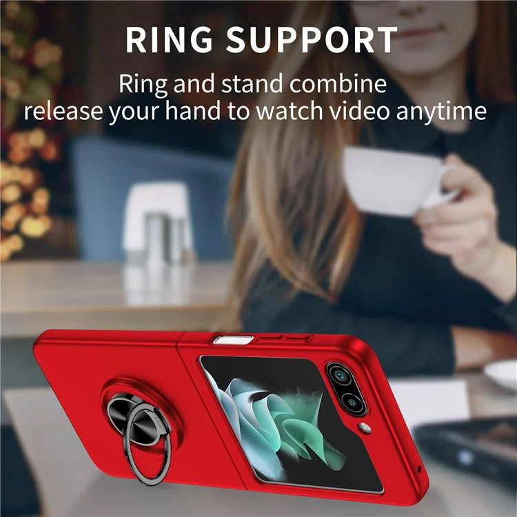 For Samsung Galaxy Z Flip5 5G Hard PC Phone Case Ring Kickstand Cover Support Magnetic Car Mount