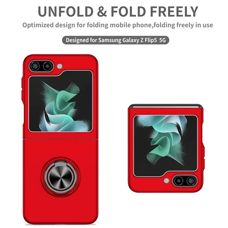 For Samsung Galaxy Z Flip5 5G Hard PC Phone Case Ring Kickstand Cover Support Magnetic Car Mount