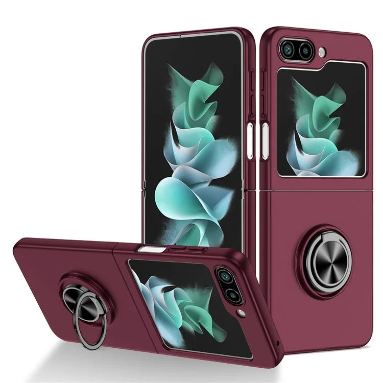 For Samsung Galaxy Z Flip5 5G Hard PC Phone Case Ring Kickstand Cover Support Magnetic Car Mount