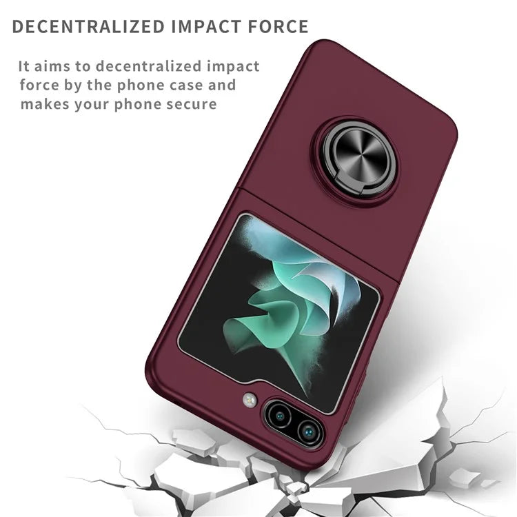 For Samsung Galaxy Z Flip5 5G Hard PC Phone Case Ring Kickstand Cover Support Magnetic Car Mount