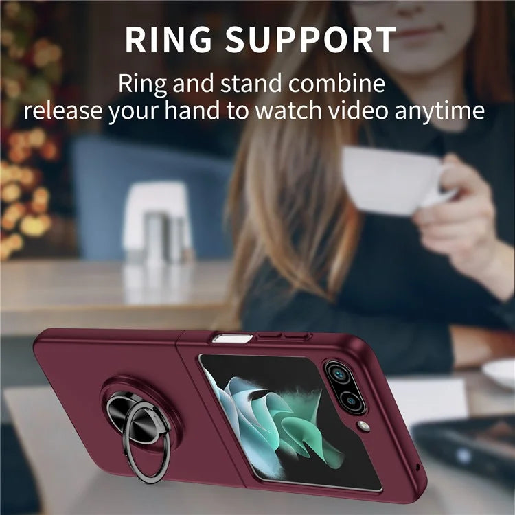 For Samsung Galaxy Z Flip5 5G Hard PC Phone Case Ring Kickstand Cover Support Magnetic Car Mount