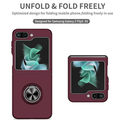 For Samsung Galaxy Z Flip5 5G Hard PC Phone Case Ring Kickstand Cover Support Magnetic Car Mount