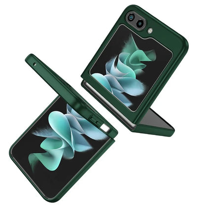 For Samsung Galaxy Z Flip5 5G Hard PC Phone Case Ring Kickstand Cover Support Magnetic Car Mountish Green