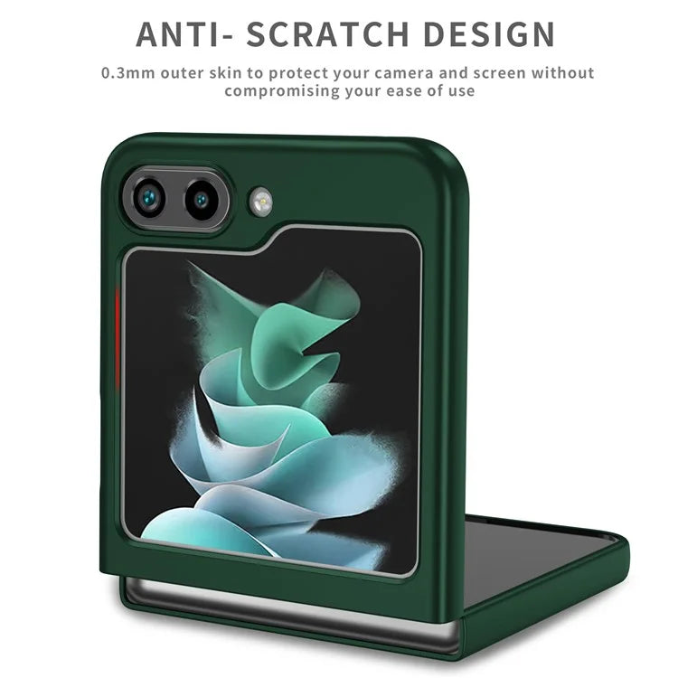 For Samsung Galaxy Z Flip5 5G Hard PC Phone Case Ring Kickstand Cover Support Magnetic Car Mountish Green