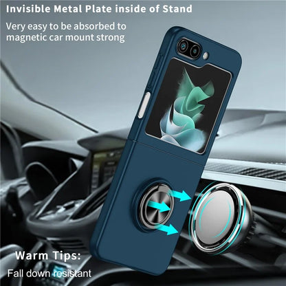 For Samsung Galaxy Z Flip5 5G Hard PC Phone Case Ring Kickstand Cover Support Magnetic Car Mount