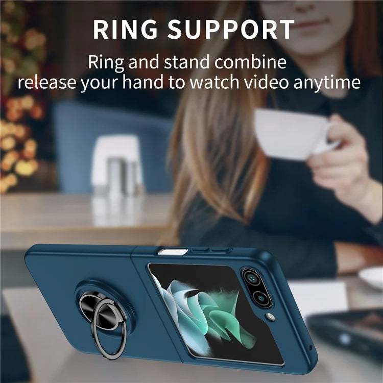 For Samsung Galaxy Z Flip5 5G Hard PC Phone Case Ring Kickstand Cover Support Magnetic Car Mount