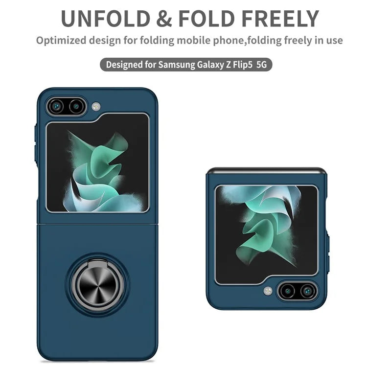 For Samsung Galaxy Z Flip5 5G Hard PC Phone Case Ring Kickstand Cover Support Magnetic Car Mount