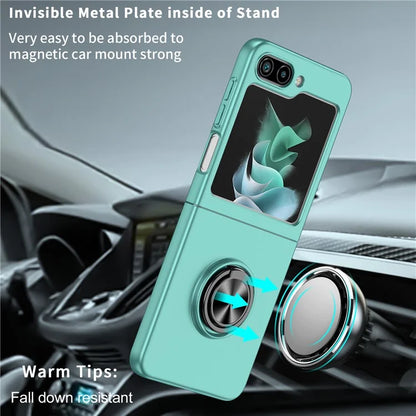 For Samsung Galaxy Z Flip5 5G Hard PC Phone Case Ring Kickstand Cover Support Magnetic Car Mount