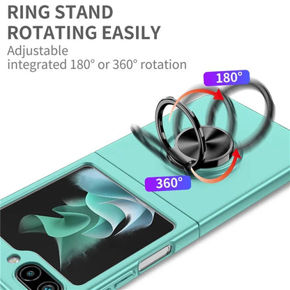 For Samsung Galaxy Z Flip5 5G Hard PC Phone Case Ring Kickstand Cover Support Magnetic Car Mount