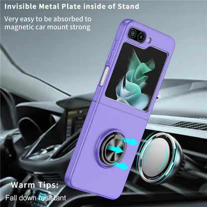 For Samsung Galaxy Z Flip5 5G Hard PC Phone Case Ring Kickstand Cover Support Magnetic Car Mount