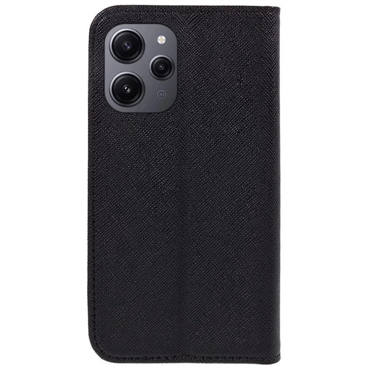 For Xiaomi Redmi 12 4G Phone Case Cross Texture PU Leather Stand Flip Wallet Cover
