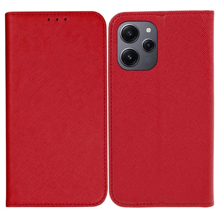 For Xiaomi Redmi 12 4G Phone Case Cross Texture PU Leather Stand Flip Wallet Cover