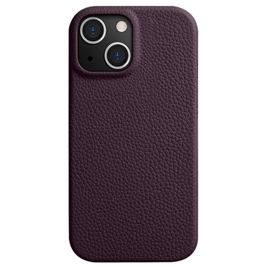 MELKCO For iPhone 14 Anti-drop Case Genuine Cow Leather+PC Phone Cover Compatible with MagSafe