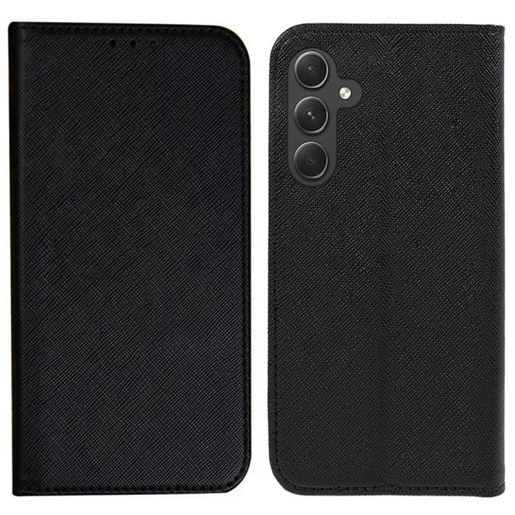 Cross Texture Shell for Samsung Galaxy F34 5G / M34 5G , Phone Case PU Leather Stand Flip Wallet Cover