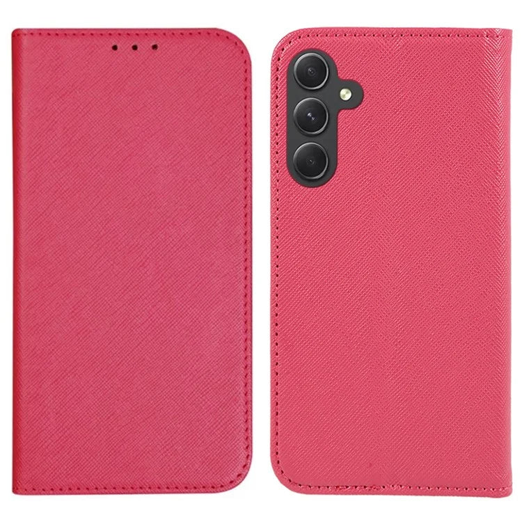 Cross Texture Shell for Samsung Galaxy F34 5G / M34 5G , Phone Case PU Leather Stand Flip Wallet Cover