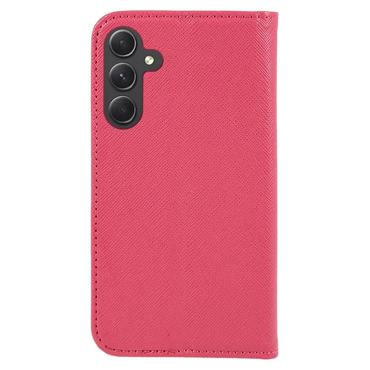 Cross Texture Shell for Samsung Galaxy F34 5G / M34 5G , Phone Case PU Leather Stand Flip Wallet Cover