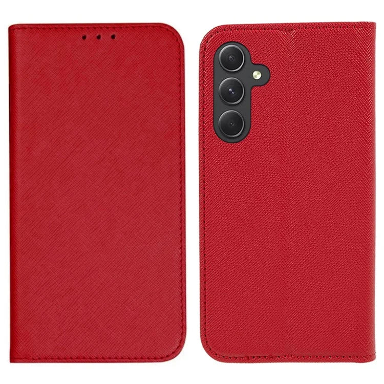 Cross Texture Shell for Samsung Galaxy F34 5G / M34 5G , Phone Case PU Leather Stand Flip Wallet Cover