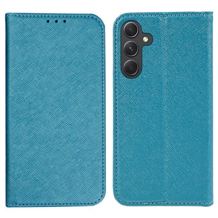 Cross Texture Shell for Samsung Galaxy F34 5G / M34 5G , Phone Case PU Leather Stand Flip Wallet Cover