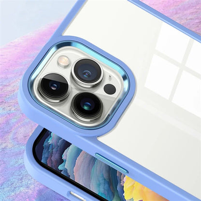 For iPhone 15 Pro Max TPU+Hard PC Metal Button Lens Frame Cover Phone Shell Clear Phone Case