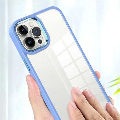 For iPhone 15 Pro Max TPU+Hard PC Metal Button Lens Frame Cover Phone Shell Clear Phone Case