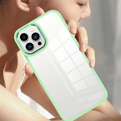 For iPhone 15 Pro Max TPU+Hard PC Metal Button Lens Frame Cover Phone Shell Clear Phone Case