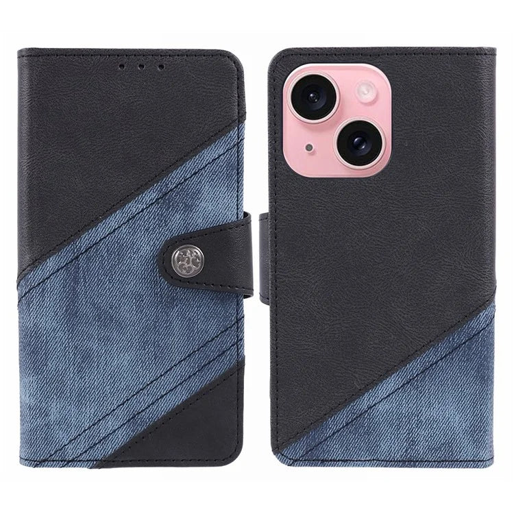 For iPhone 15 Case Anti-Drop PU Leather Flip Cover Wallet Phone Case with Stand
