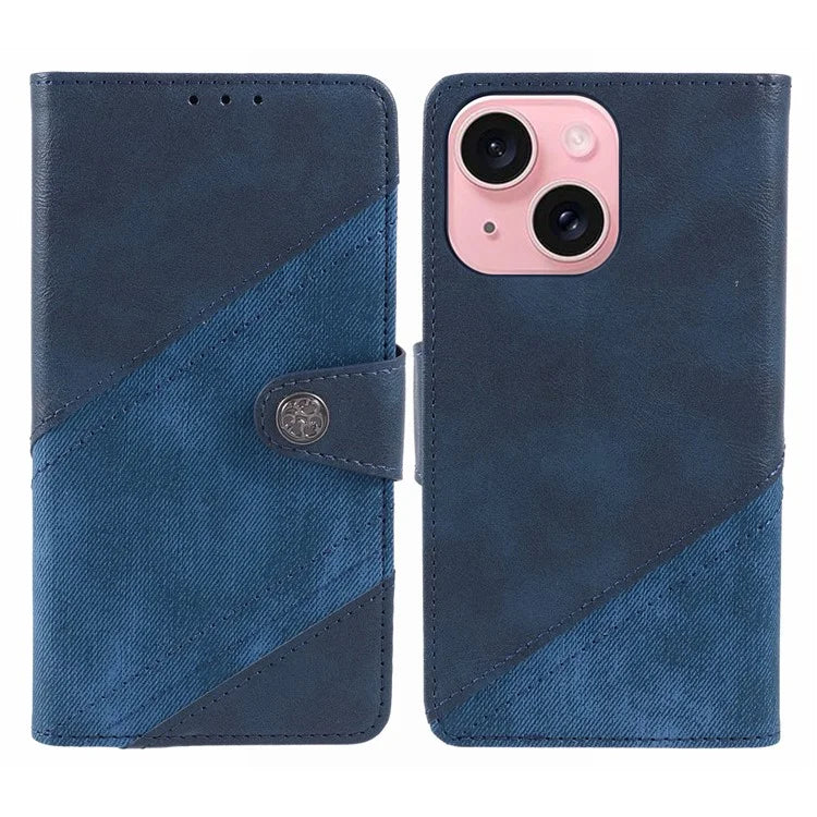 For iPhone 15 Case Anti-Drop PU Leather Flip Cover Wallet Phone Case with Stand