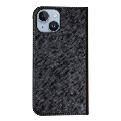 For iPhone 15 Wallet Phone Case PU Leather Cross Texture Stand Magnetic Cover