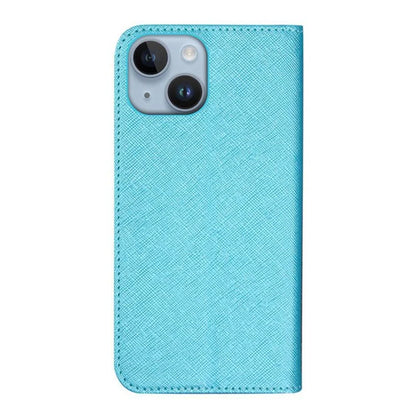For iPhone 15 Wallet Phone Case PU Leather Cross Texture Stand Magnetic Cover