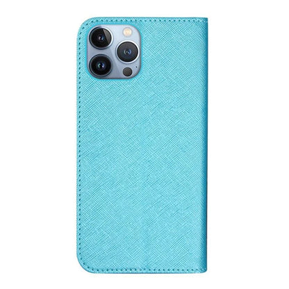 For iPhone 15 Pro Max PU Leather Magnetic Closure Phone Case Cross Texture Stand Wallet Cover