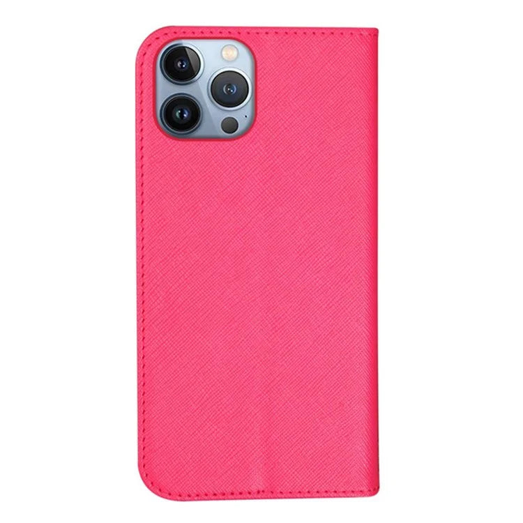 For iPhone 15 Pro PU Leather Stand Cover Cross Texture Wallet Flip Phone Case