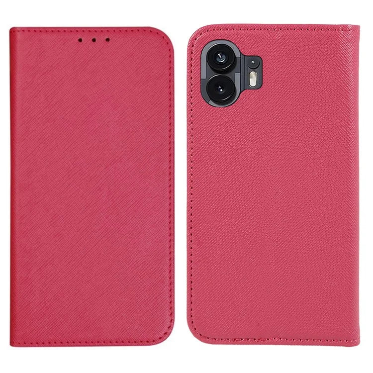 For Nothing Phone (2) PU Leather Cross Texture Case Stand Wallet Protective Phone Cover