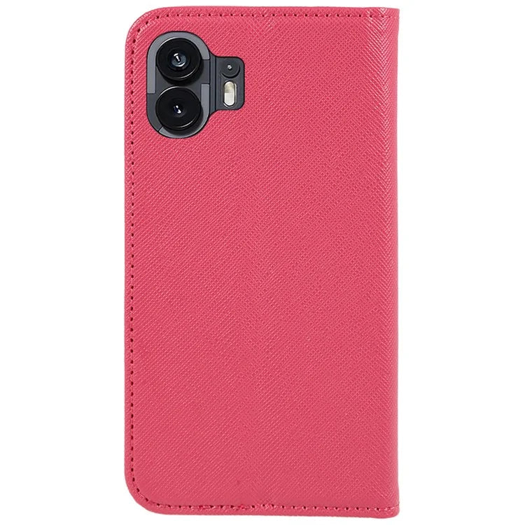 For Nothing Phone (2) PU Leather Cross Texture Case Stand Wallet Protective Phone Cover