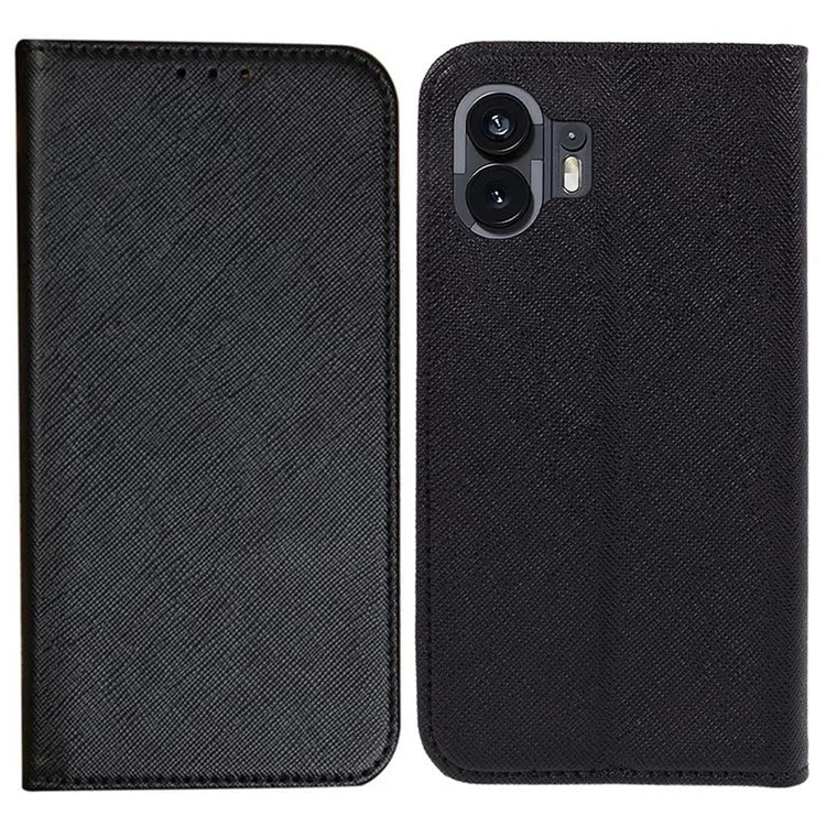 For Nothing Phone (2) PU Leather Cross Texture Case Stand Wallet Protective Phone Cover