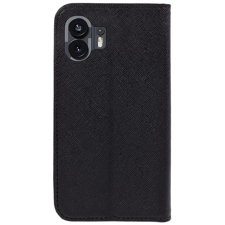 For Nothing Phone (2) PU Leather Cross Texture Case Stand Wallet Protective Phone Cover
