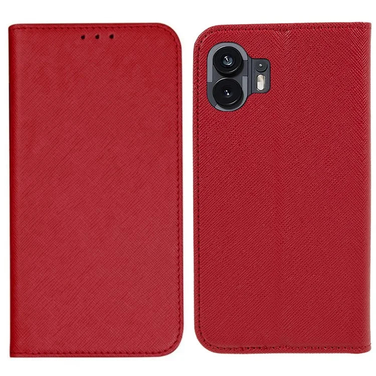 For Nothing Phone (2) PU Leather Cross Texture Case Stand Wallet Protective Phone Cover