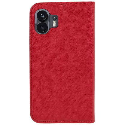 For Nothing Phone (2) PU Leather Cross Texture Case Stand Wallet Protective Phone Cover