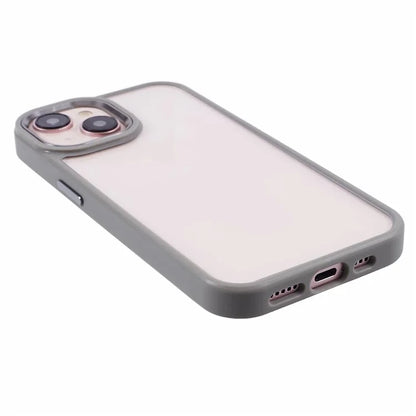 For iPhone 15 Case TPU+PC Clear Drop-proof Phone Cover with Metal Button