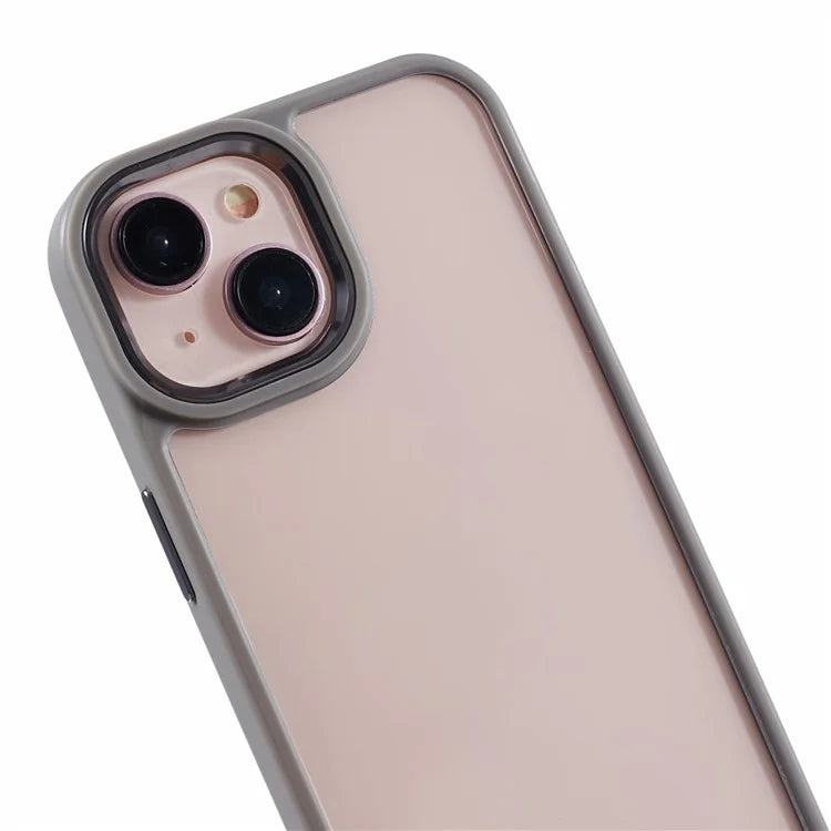 For iPhone 15 Case TPU+PC Clear Drop-proof Phone Cover with Metal Button