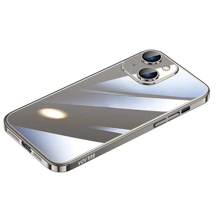 SULADA Crystal Steel Series For iPhone 15 Case TPU+Tempered Glass Clear Protective Phone Shell