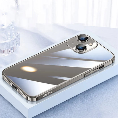 SULADA Crystal Steel Series For iPhone 15 Case TPU+Tempered Glass Clear Protective Phone Shell