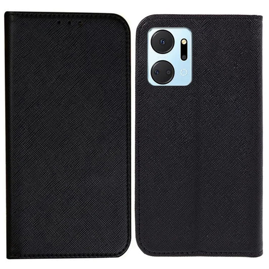 For Honor X7a 5G Shockproof PU Leather Wallet Case Cross Texture Magnetic Stand Phone Cover