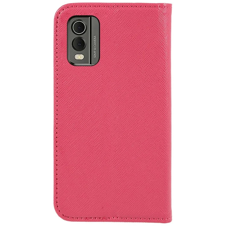 For Nokia C32 Magnetic Closing PU Leather Case Cross Texture Stand Wallet Protective Phone Cover