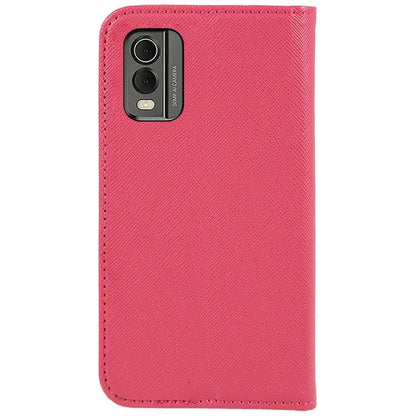 For Nokia C32 Magnetic Closing PU Leather Case Cross Texture Stand Wallet Protective Phone Cover