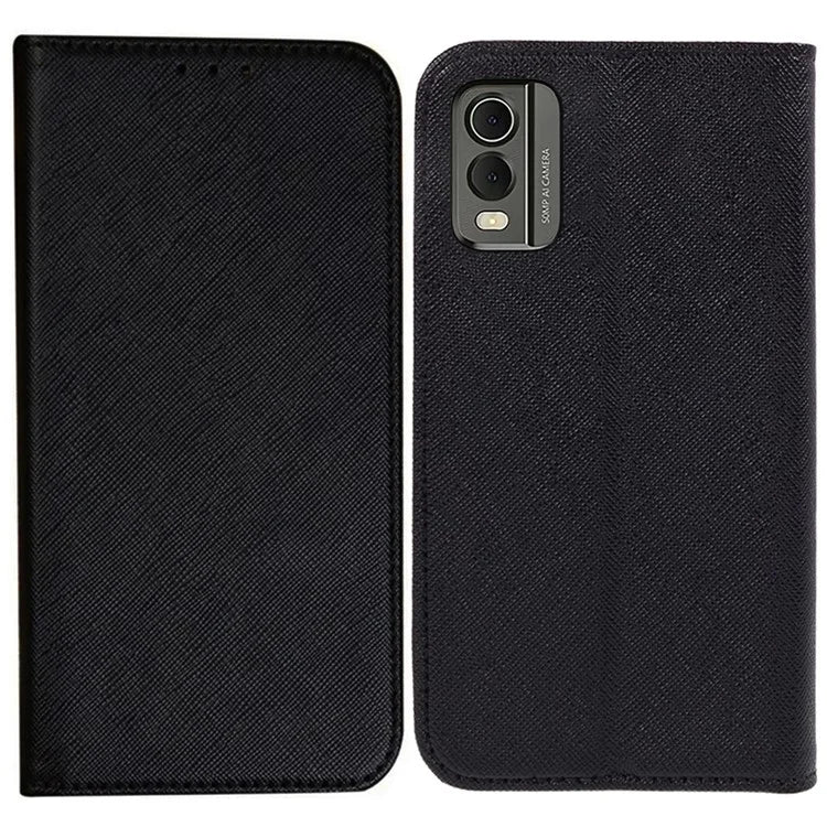 For Nokia C32 Magnetic Closing PU Leather Case Cross Texture Stand Wallet Protective Phone Cover