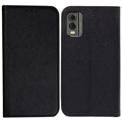 For Nokia C32 Magnetic Closing PU Leather Case Cross Texture Stand Wallet Protective Phone Cover